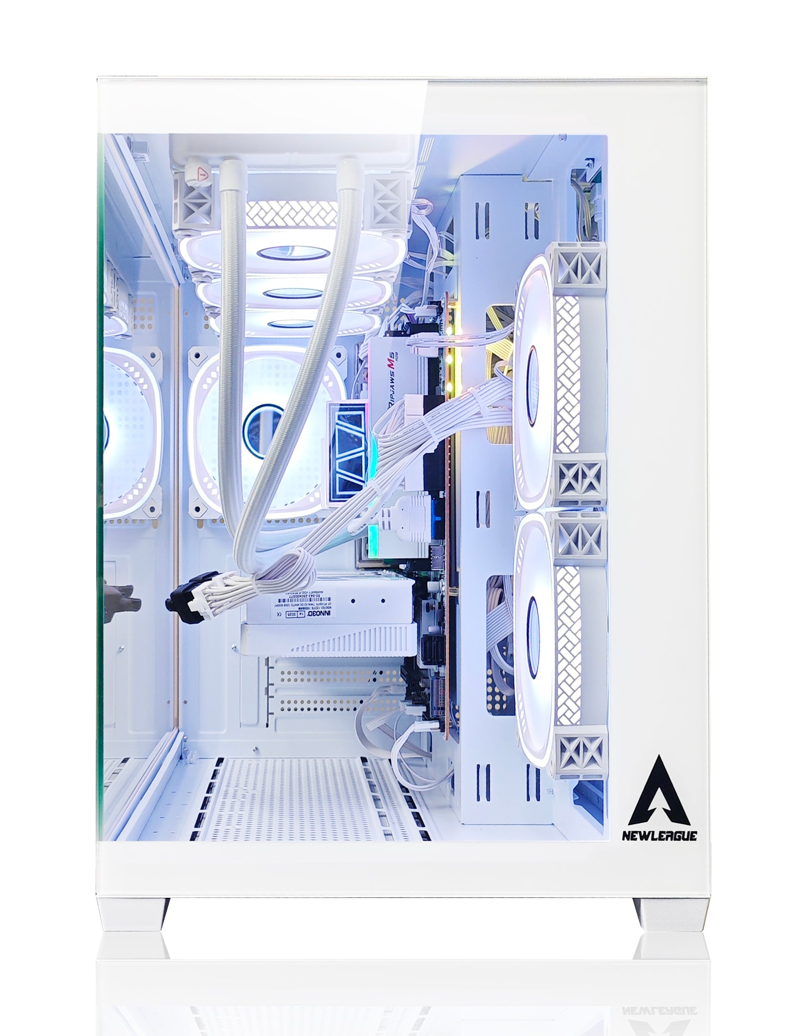 NEWLEAGUE ゲーミングデスクトップパソコン 特選エントリーモデル Core i5 14400F / RTX5060Ti / 16GB / NVMe SSD 1TB / 550W電源ユニット / Windows 11 Pro/WPS Office (Core i5 14400F / RTX5060Ti(ミドルスペック), G6 水冷クーラー搭載ホワイトエディション)