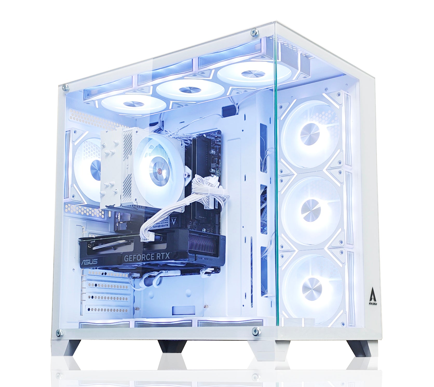 NEWLEAGUE ゲーミングデスクトップパソコン Core i7 14700F / RTX4070Ti SUPER / 32GB / NVMe SSD 2TB / 750W電源ユニット / Windows 11 Pro/WPS Office ミドルタワーモデル NGI714-RTX47650 (RTX4070Ti SUPER GDDR6X 16GB, G7ホワイト)