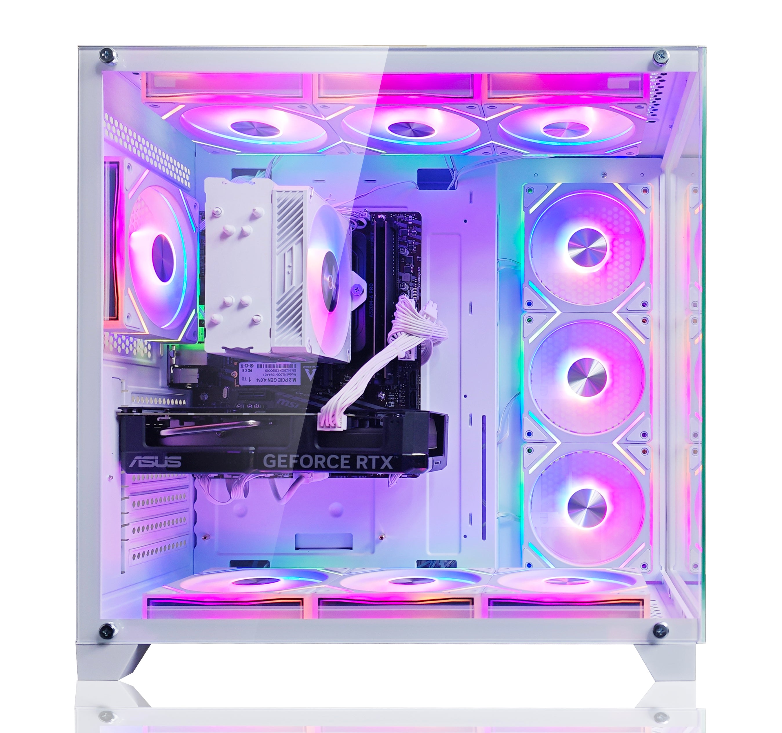 NEWLEAGUE ゲーミングデスクトップパソコン Core i7 14700F / RTX4070Ti SUPER / 32GB / NVMe SSD 2TB / 750W電源ユニット / Windows 11 Pro/WPS Office ミドルタワーモデル NGI714-RTX47650 (RTX4070Ti SUPER GDDR6X 16GB, G7ホワイト)
