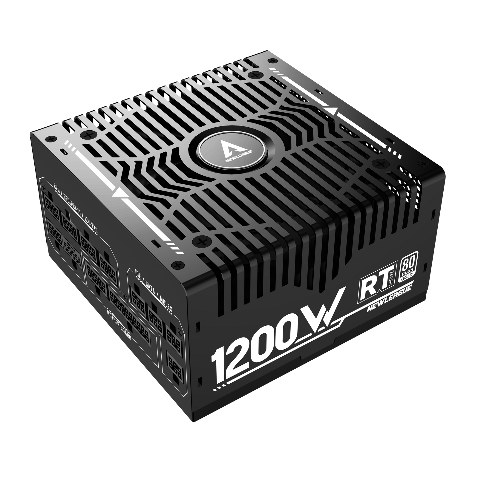 NEWLEAGUE RT1200 ゲーミングPC用電源, 1200W, ATX3.1, PCIe 5.1, 80 PLUS Gold認証, フルモジュラー (ブラック, 1200W)