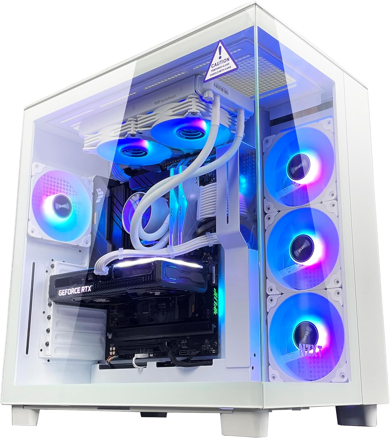 【NEWLEAGUE】ゲーミングパソコン Ryzen 9 9950X3D / RTX5080 / メモリ64GB / NVMe SSD 2TB / WIFI 6E / Windows11Pro / WPS Office ミドルタワー デスクトップパソコン (Ryzen 9 9950X3D / RTX5080（ウルトラハイスペック）, White)