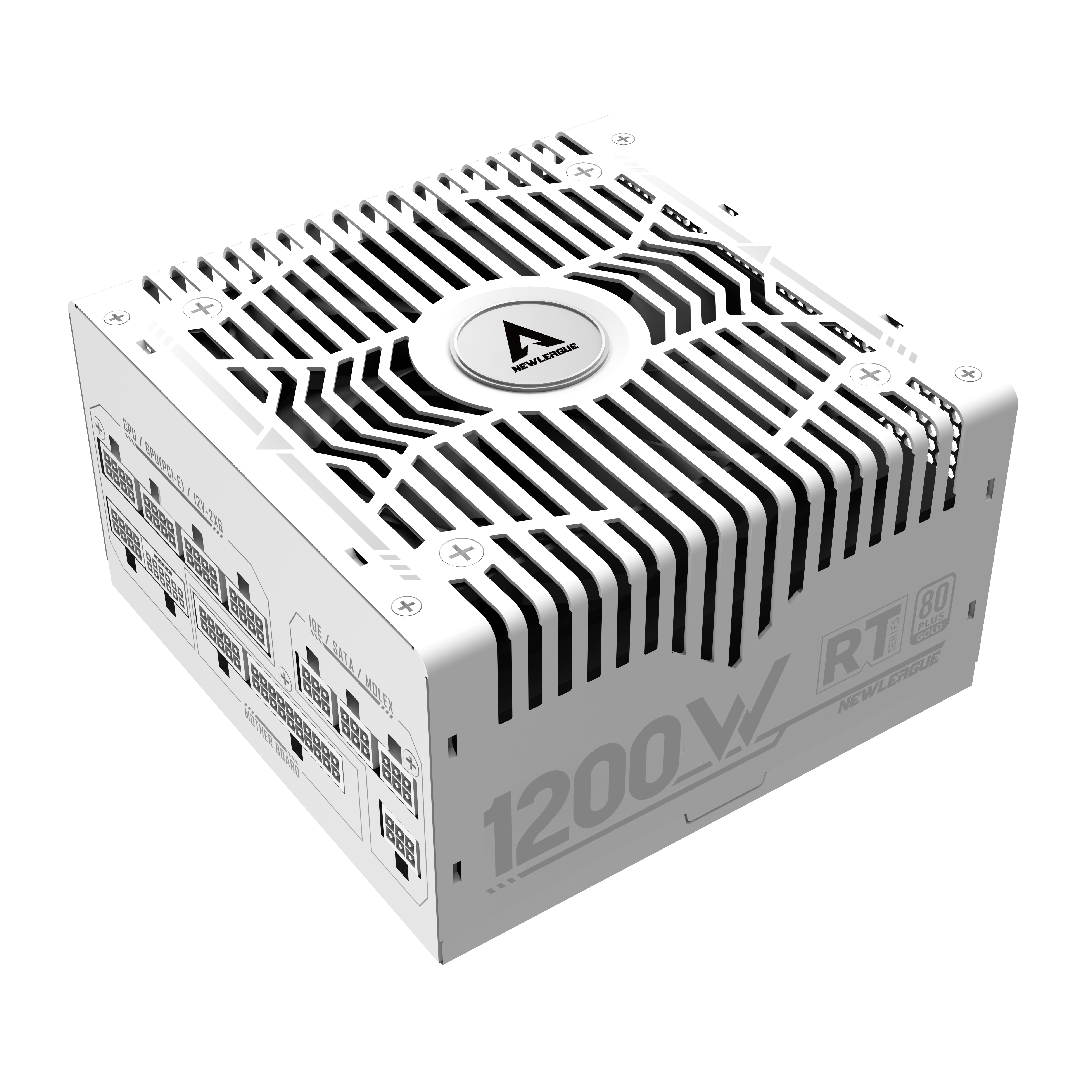 NEWLEAGUE RT1200 ゲーミングPC用電源, 1200W, ATX3.1, PCIe 5.1, 80 PLUS Gold認証, フルモジュラー (ホワイト, 1200W)