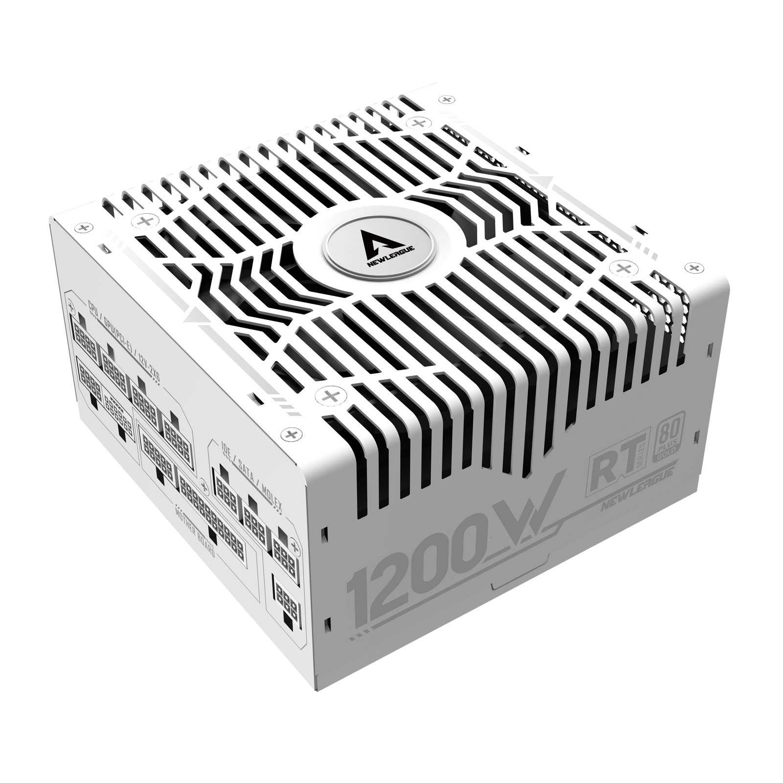 NEWLEAGUE RT1200 ゲーミングPC用電源, 1200W, ATX3.1, PCIe 5.1, 80 PLUS Gold認証, フルモジュラー (ホワイト, 1200W)