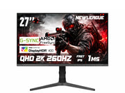 NEWLEAGUE ゲーミングモニター 27インチ 2K QHD(2560×1440), FAST IPSパネル, 260Hz，応答速度1ms,FreeSync＆G-Sync対応, 120％sRGB, HDR400認証, 低ブルーライト,フリッカーフリー, HDMI2.0×2 / DP1.4×2 ，3年保証 HYPER 27Q24O 昇降・回転可能スタンド