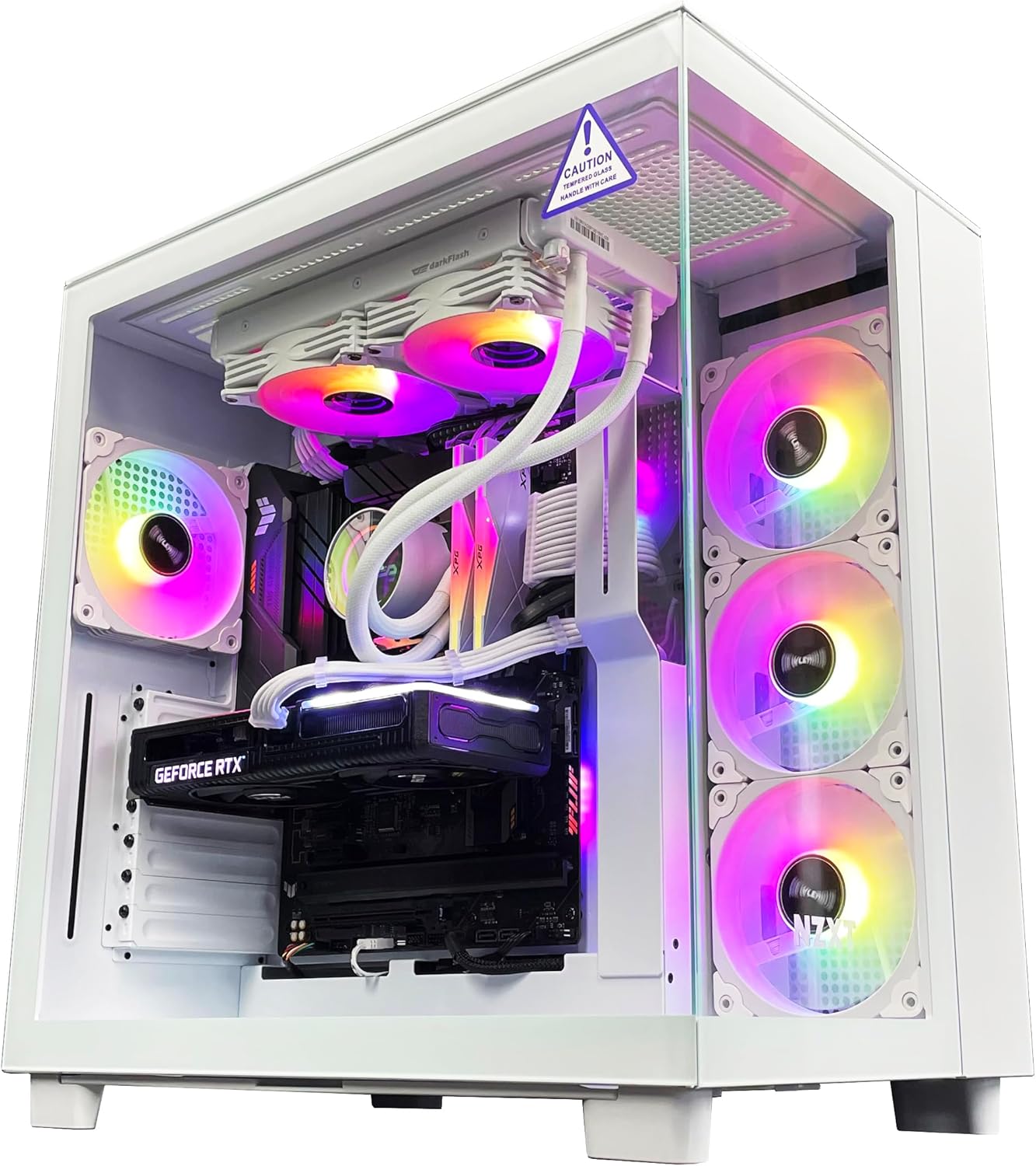【NEWLEAGUE】ゲーミングパソコン Ryzen 9 9950X3D / RTX5080 / メモリ64GB / NVMe SSD 2TB / WIFI 6E / Windows11Pro / WPS Office ミドルタワー デスクトップパソコン (Ryzen 9 9950X3D / RTX5080（ウルトラハイスペック）, White)