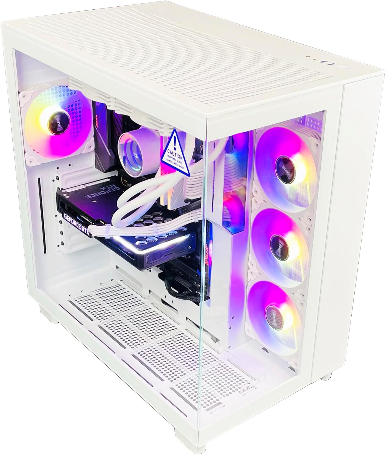 【NEWLEAGUE】ゲーミングパソコン Ryzen 9 9950X3D / RTX5080 / メモリ64GB / NVMe SSD 2TB / WIFI 6E / Windows11Pro / WPS Office ミドルタワー デスクトップパソコン (Ryzen 9 9950X3D / RTX5080（ウルトラハイスペック）, White)