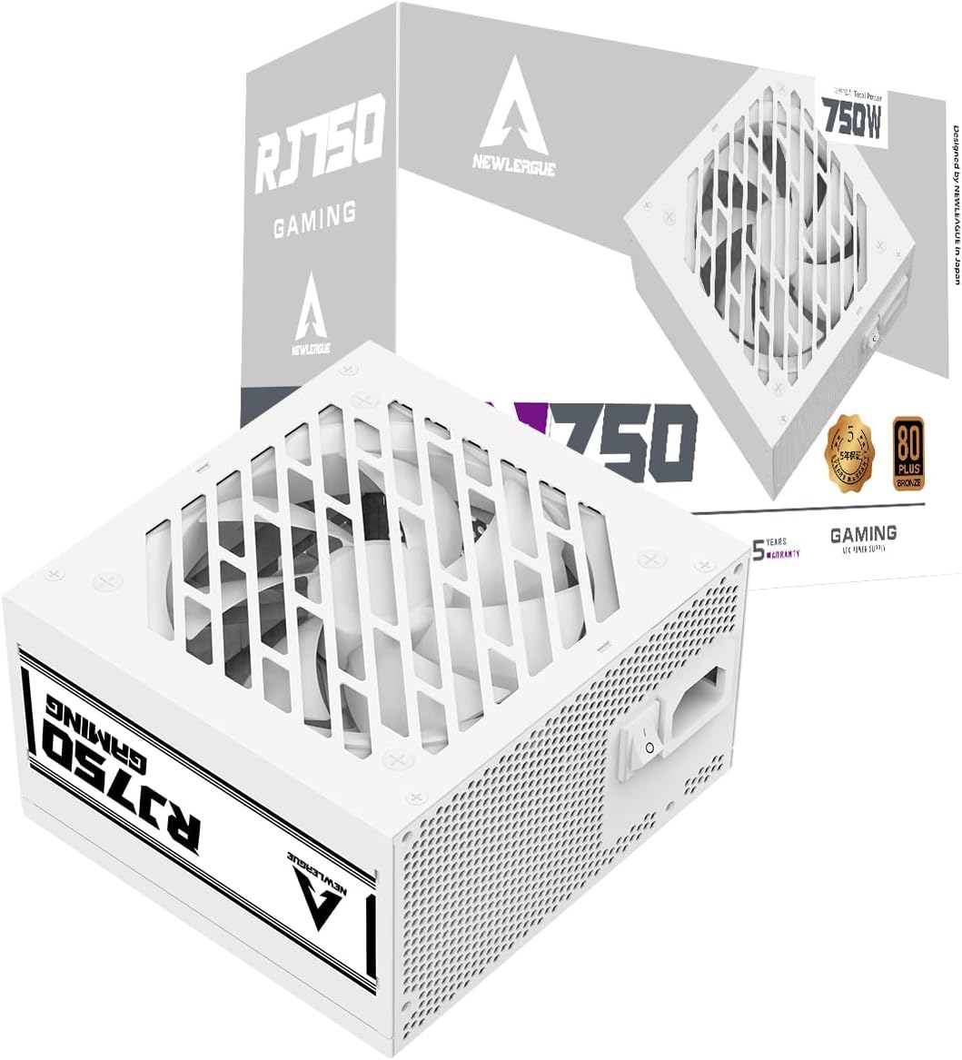 NEWLEAGUE RJ750 GAMING シリーズ 電源ユニット, 750W, 80PLUS BRONZE認証, PCIE 5.1対応，直付けモデル【5年保証】 ホワイト