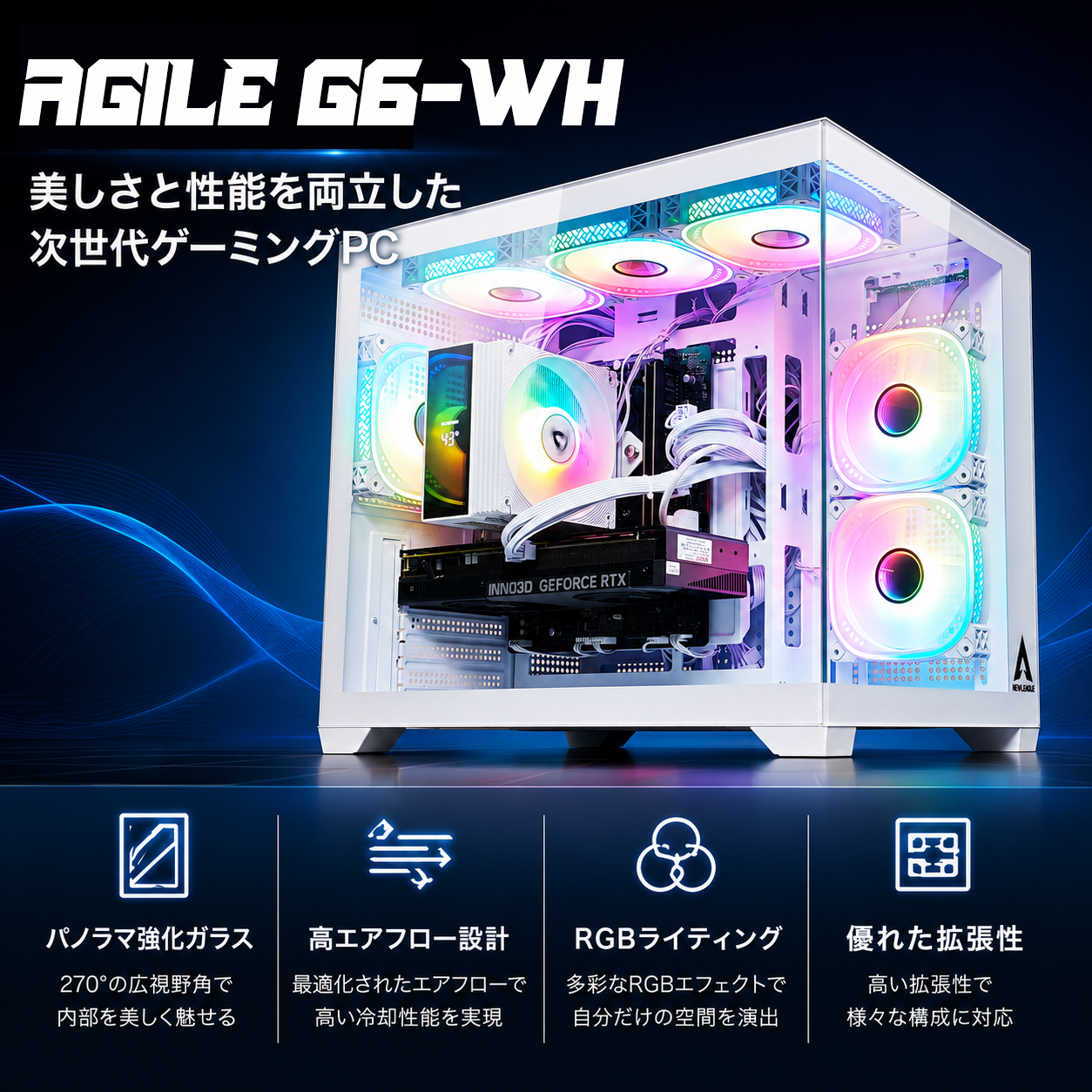NEWLEAGUE AGILE G6-WH｜スタンダードモデル｜Ultra 5 225F × RTX 5060｜16GB・512GB SSD