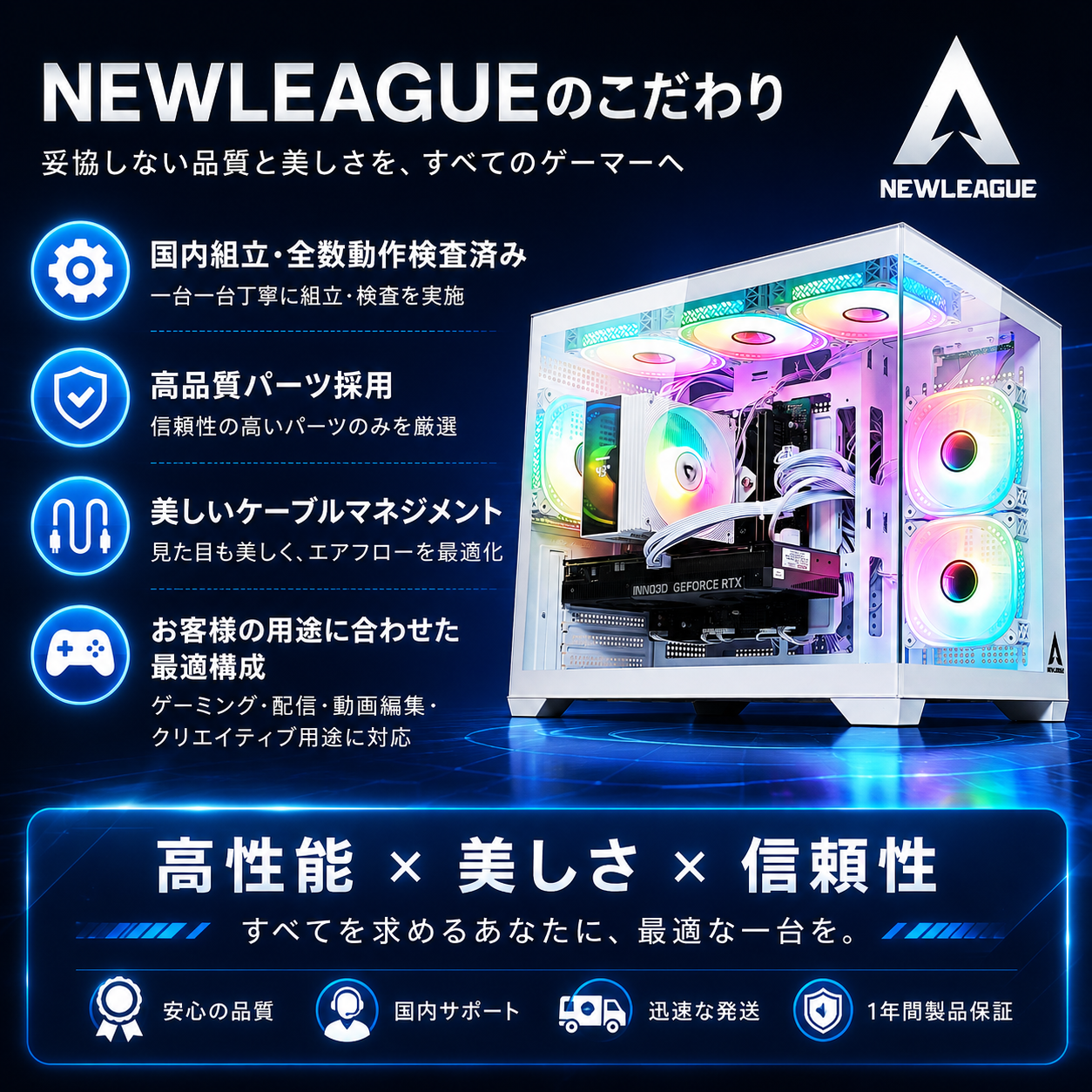 NEWLEAGUE AGILE G6-WH｜スタンダードモデル｜Ultra 5 225F × RTX 5060｜16GB・512GB SSD