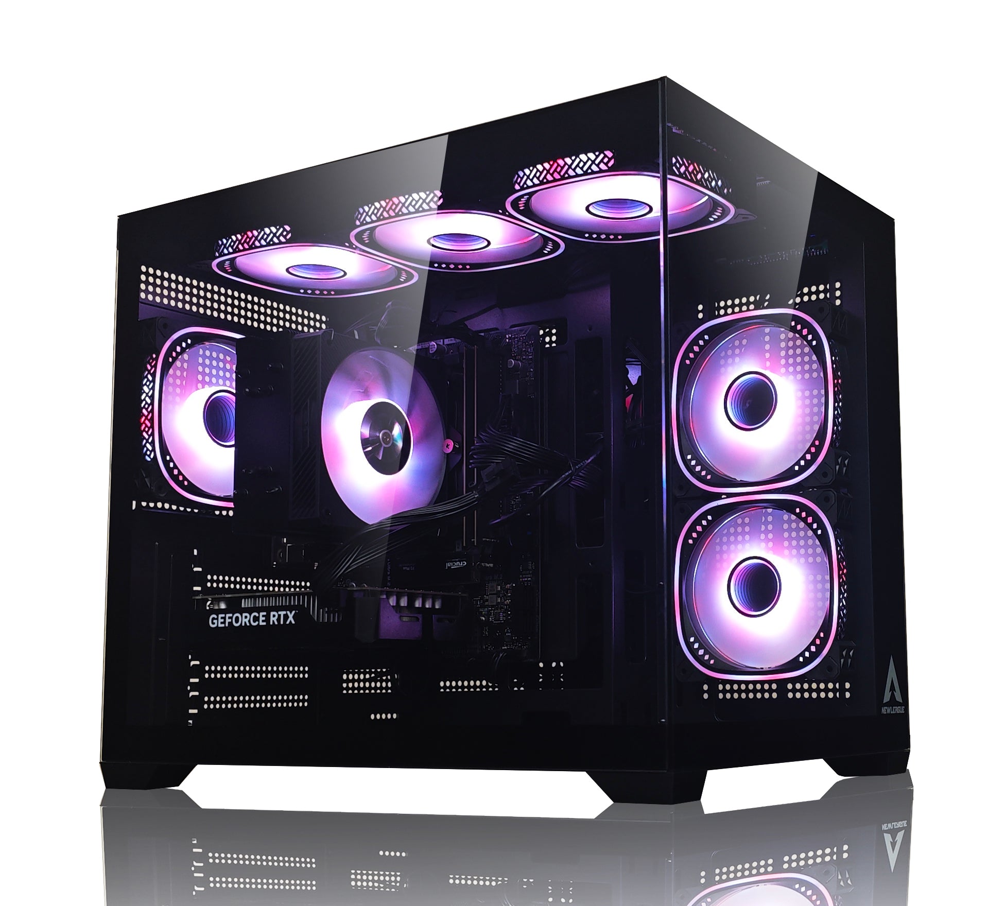 NEWLEAGUE ゲーミングデスクトップパソコン Core i7 14700F / RTX5070Ti / 32GB / NVMe SSD 1TB / 750W電源ユニット / Windows 11 Pro/WPS Office ミドルタワーモデル NGI714-RTX47650 (RTX5070Ti GDDR7 16GB, G6ブラック)