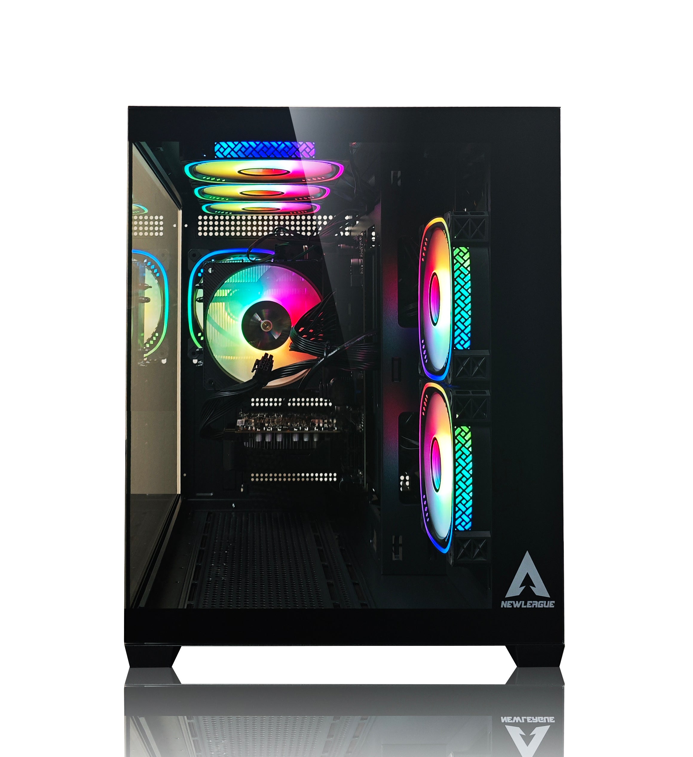 NEWLEAGUE ゲーミングデスクトップパソコン Core i7 14700F / RTX5070Ti / 32GB / NVMe SSD 1TB / 750W電源ユニット / Windows 11 Pro/WPS Office ミドルタワーモデル NGI714-RTX47650 (RTX5070Ti GDDR7 16GB, G6ブラック)