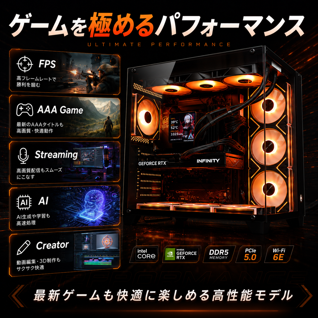NEWLEAGUE AGILE G7-BKSR｜ハイパフォーマンスモデル｜Ryzen 7 5700X × RTX 5070｜32GB・1TB SSD