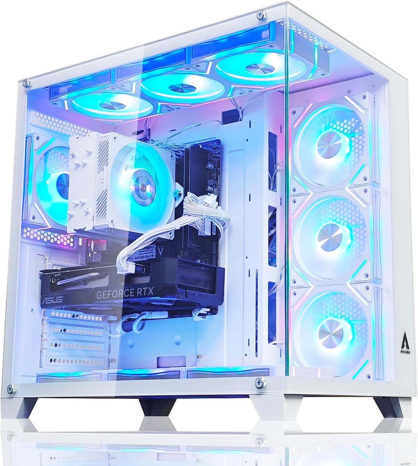 NEWLEAGUE ゲーミングデスクトップパソコン Core i7 14700F / RTX5070Ti / 32GB / NVMe SSD 1TB / 750W電源ユニット / Windows 11 Pro/WPS Office ミドルタワーモデル NGI714-RTX47650 (RTX5070Ti GDDR7 16GB, G7ホワイト)