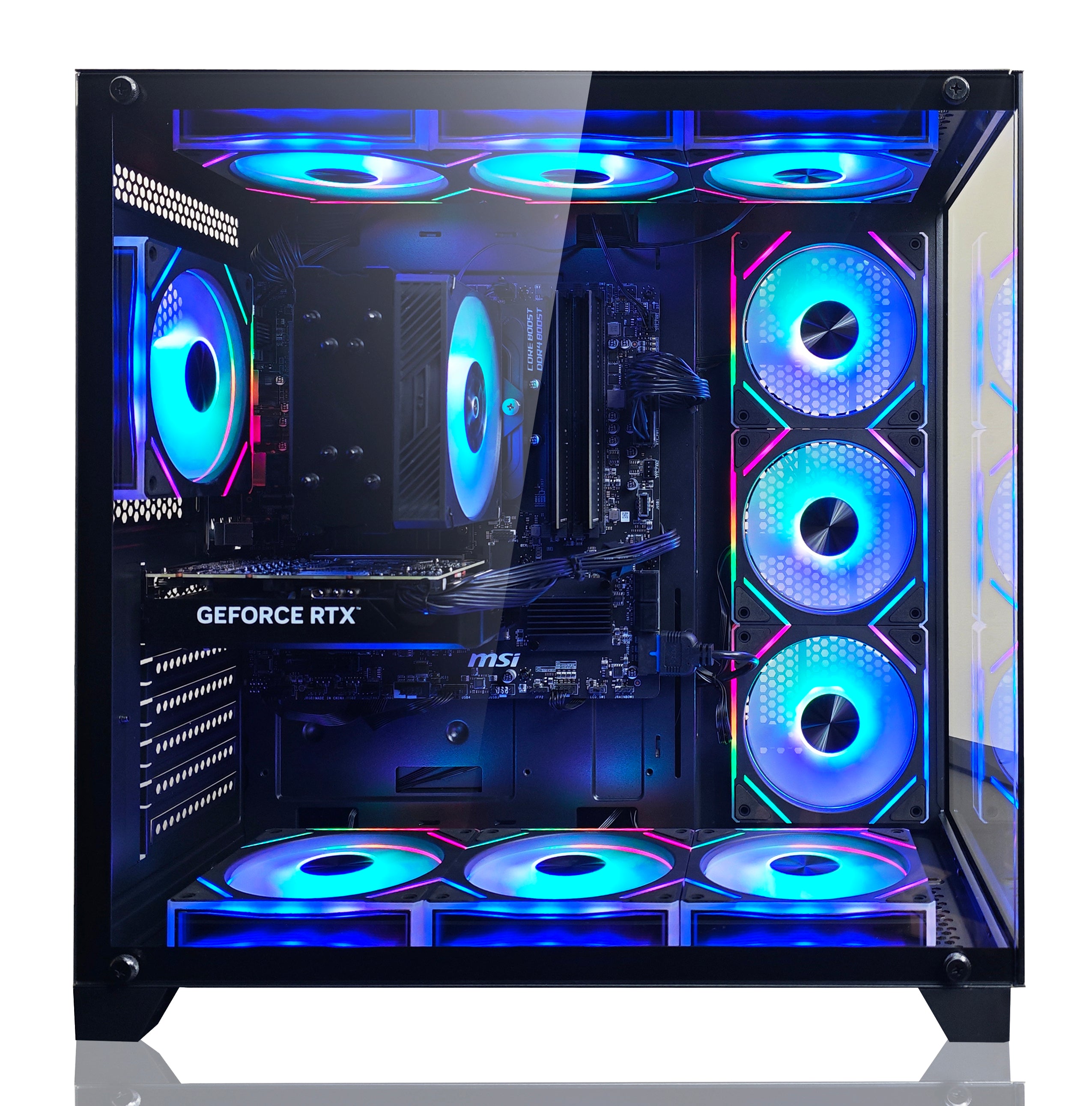 NEWLEAGUE ゲーミングデスクトップパソコン Core i7 14700F / RTX4070 SUPER / 32GB / NVMe SSD 2TB / 650W電源ユニット / Windows 11 Pro/WPS Office ミドルタワーモデル NGI714-RTX47650 (RTX4070 SUPER GDDR6X 12GB, G7ブラック)