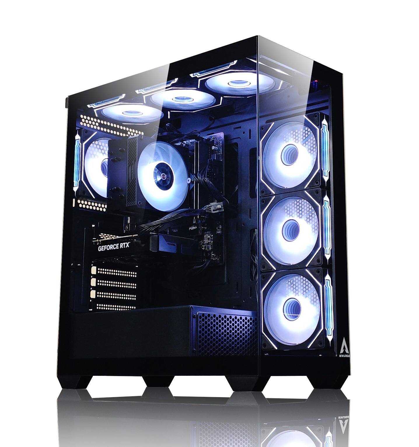 NEWLEAGUE ゲーミングデスクトップパソコン Core i7 14700F / RTX4070Ti SUPER / 32GB / NVMe SSD 2TB / 750W電源ユニット / Windows 11 Pro/WPS Office ミドルタワーモデル NGI714-RTX47650 (RTX4070Ti SUPER GDDR6X 16GB, ブラック)