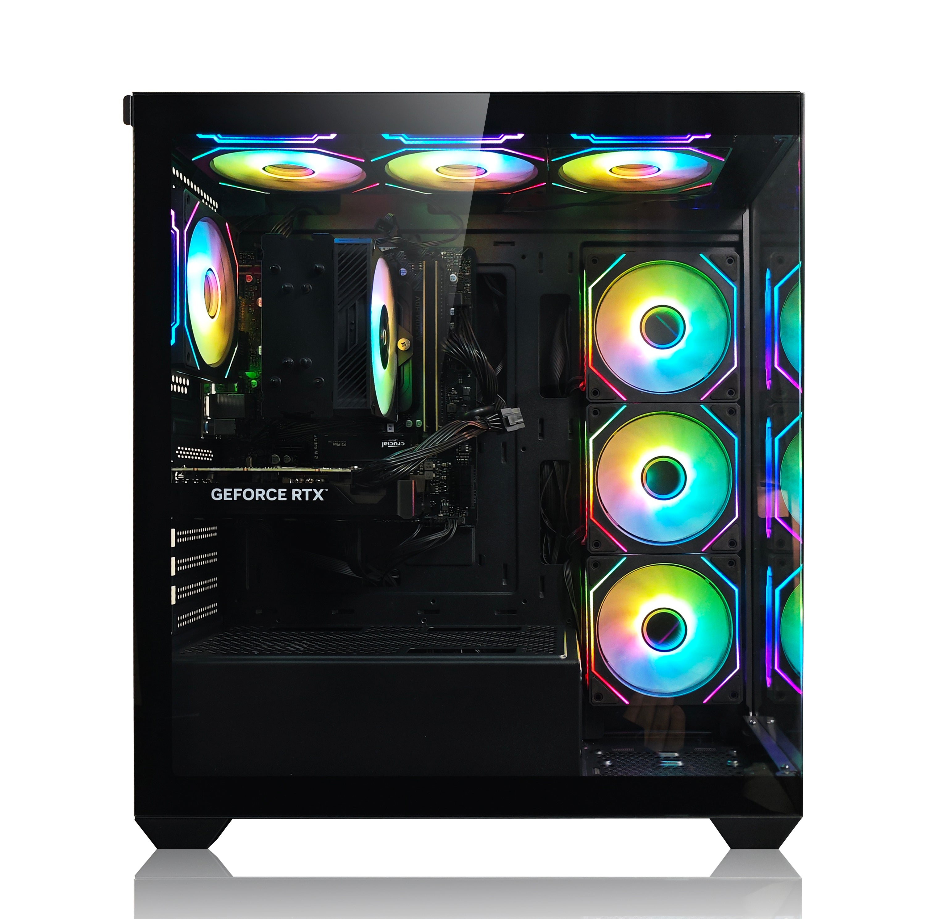 NEWLEAGUE ゲーミングデスクトップパソコン Core i7 14700F / RTX4070Ti SUPER / 32GB / NVMe SSD 2TB / 750W電源ユニット / Windows 11 Pro/WPS Office ミドルタワーモデル NGI714-RTX47650 (RTX4070Ti SUPER GDDR6X 16GB, ブラック)