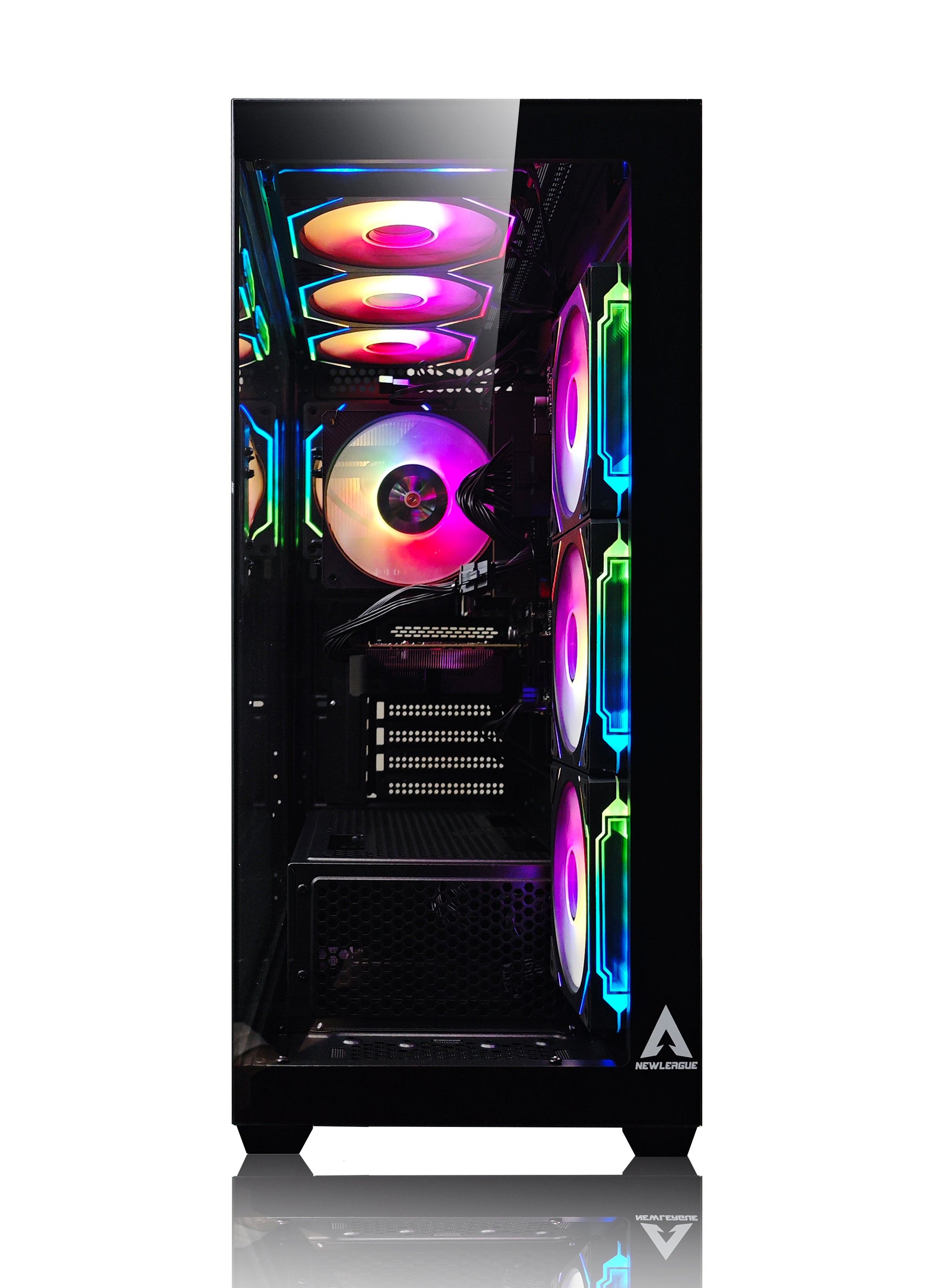 NEWLEAGUE ゲーミングデスクトップパソコン Core i7 14700F / RTX4070Ti SUPER / 32GB / NVMe SSD 2TB / 750W電源ユニット / Windows 11 Pro/WPS Office ミドルタワーモデル NGI714-RTX47650 (RTX4070Ti SUPER GDDR6X 16GB, ブラック)