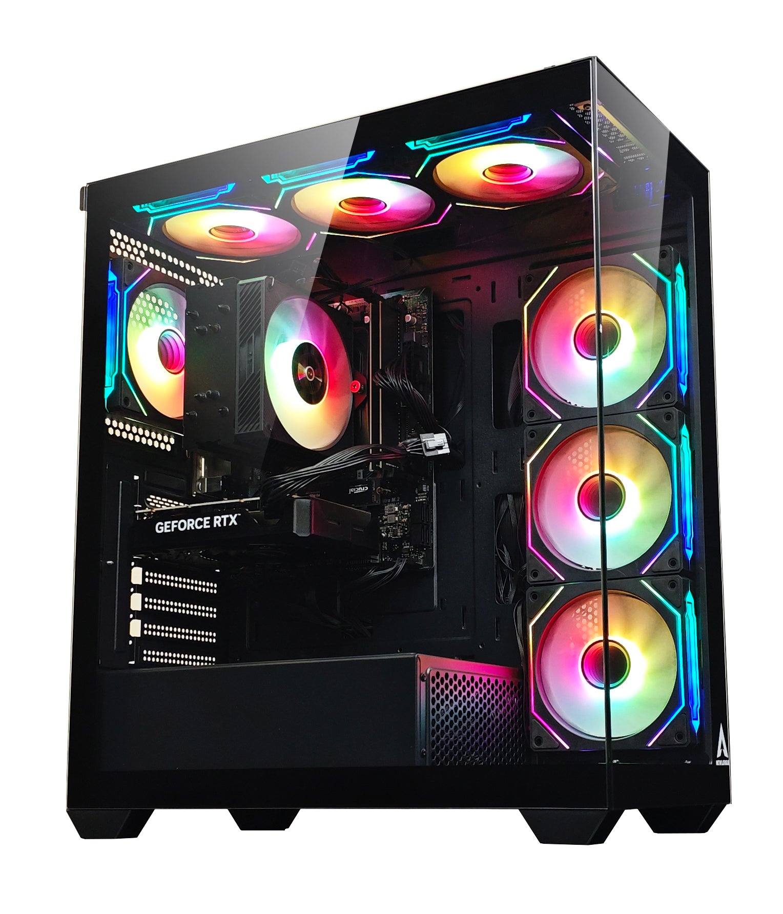 NEWLEAGUE ゲーミングデスクトップパソコン Core i7 14700F / RTX4070Ti SUPER / 32GB / NVMe SSD 2TB / 750W電源ユニット / Windows 11 Pro/WPS Office ミドルタワーモデル NGI714-RTX47650 (RTX4070Ti SUPER GDDR6X 16GB, ブラック)