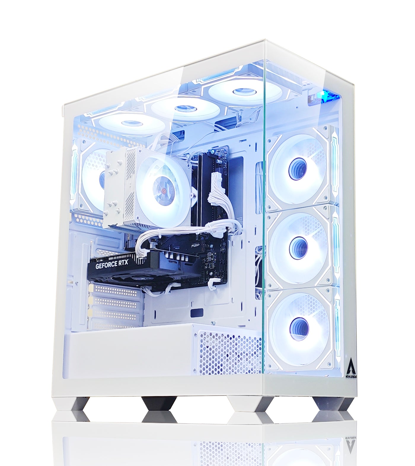 NEWLEAGUE ゲーミングデスクトップパソコン Core i7 14700F / RTX4070Ti SUPER / 32GB / NVMe SSD 1TB / 650W電源ユニット / Windows 11 Pro/WPS Office ミドルタワーモデル NGI714-RTX47650 (RTX4070Ti SUPER GDDR6X 16GB, ホワイト)