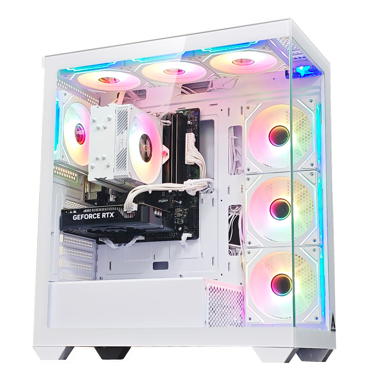 NEWLEAGUE ゲーミングデスクトップパソコン Core i7 14700F / RTX4070Ti SUPER / 32GB / NVMe SSD 1TB / 650W電源ユニット / Windows 11 Pro/WPS Office ミドルタワーモデル NGI714-RTX47650 (RTX4070Ti SUPER GDDR6X 16GB, ホワイト)